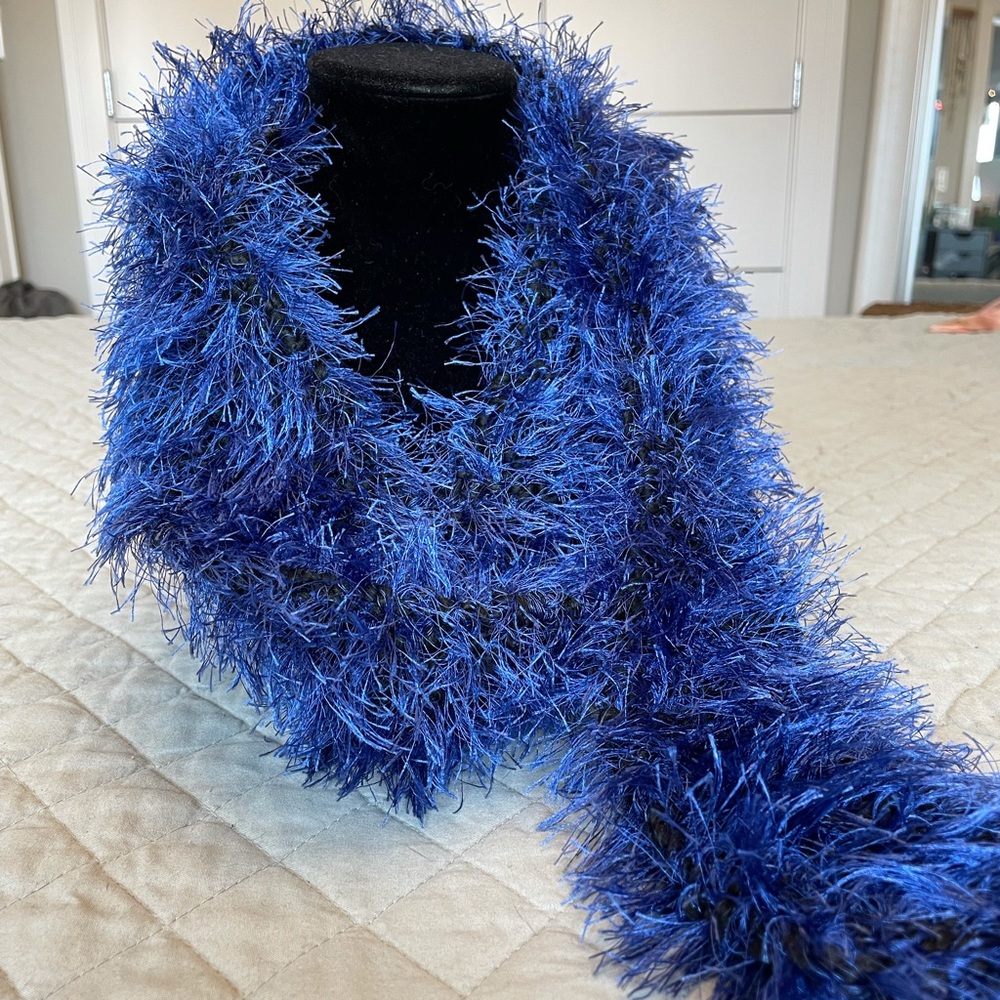 Hand Knit Fuzzy Scarf